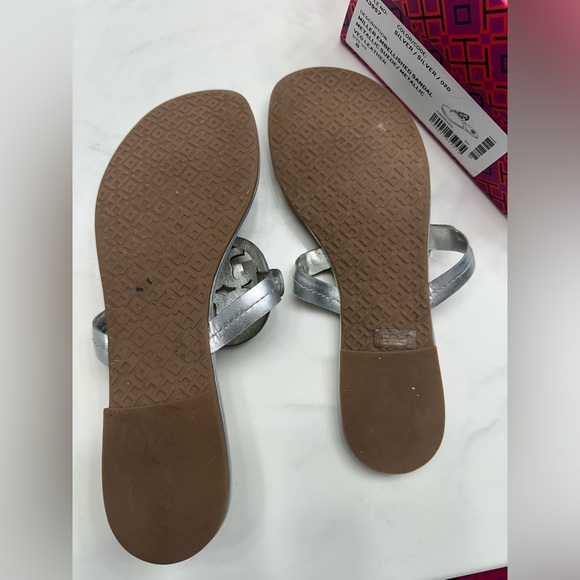 Tory Burch Miller Embellished Sandal-Metallic Suede Veg Leather #8 - Picture 4 of 15